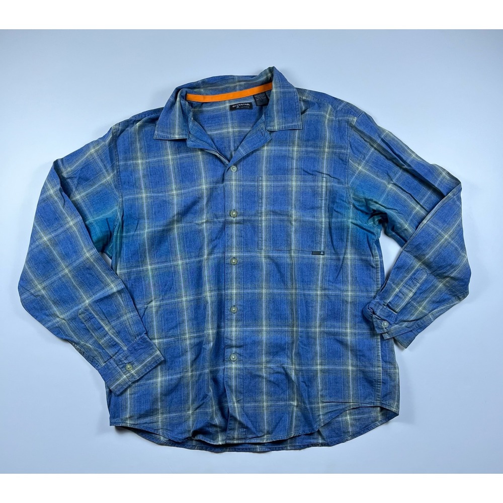 Levis SilverTab Mens Large Blue Plaid Long Sleeve Button Down Cotton Shirt L